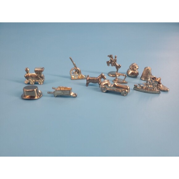 Monopoly Replacement Gold Tone Tokens 12 PcCollectible Metal Board Game Parts - Picture 1 of 6